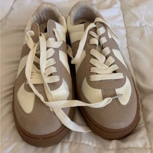 Beige and White Casual Sneakers